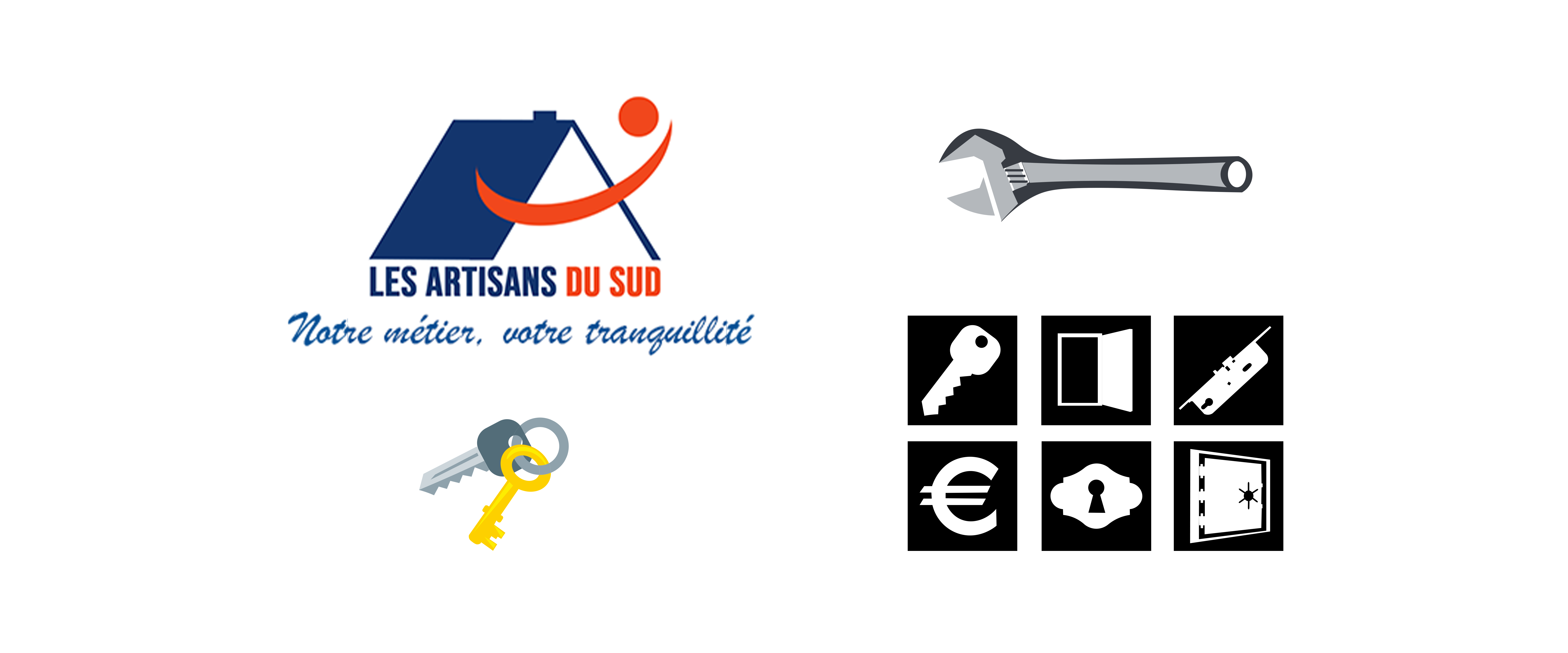 une image de caroussel, logo et icones du site des Artisan du Sud